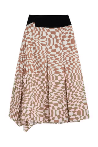Jupe midi taille haute - Camel et blanc