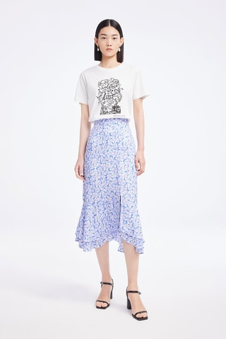 Jupe midi - Turquoise et blanc