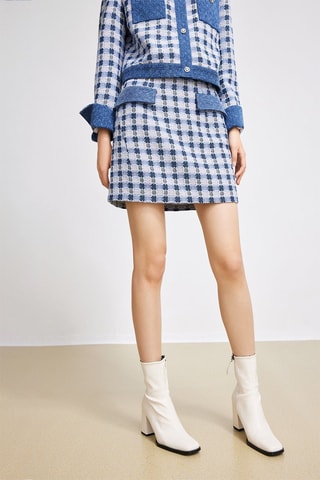 Minijupe taille haute - Bleu marine chiné