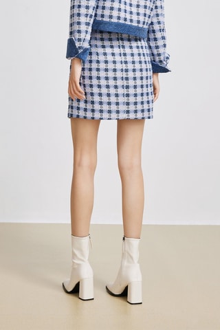 Minijupe taille haute - Bleu marine chiné