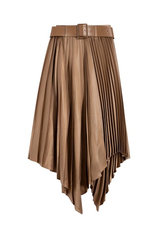 Jupe plissée taille haute - Beige