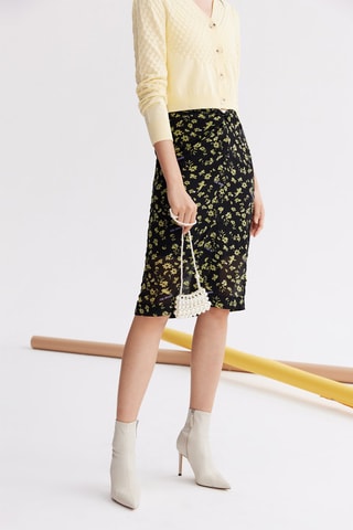 Jupe droite taille haute - Noir et vert clair