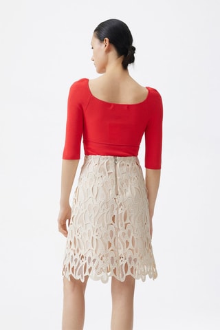 Jupe droite taille haute - Beige