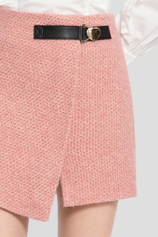 Minijupe asymétrique en laine de mouton - Rose