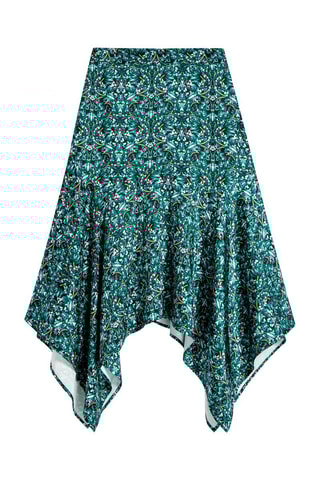 Jupe midi asymétrique Blanc et vert émeraude