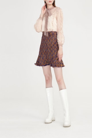 Jupe volantée taille haute Bleu roi et ocre