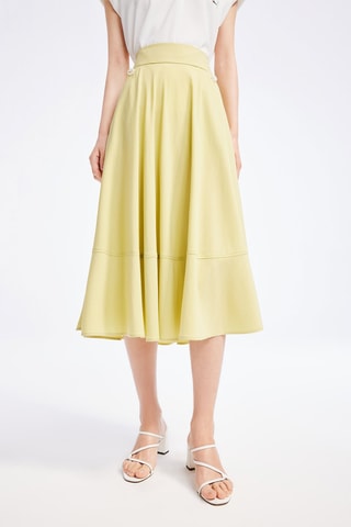 Jupe midi taille haute - Moutarde