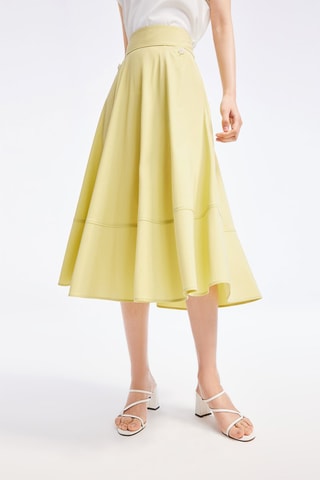 Jupe midi taille haute - Moutarde