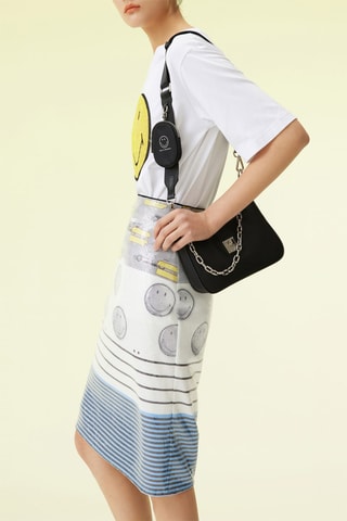 Jupe fourreau taille haute - Gris et blanc