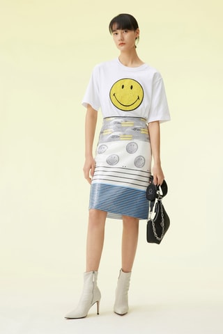 Jupe fourreau taille haute - Gris et blanc