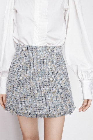 Jupe-short en tweed Bleu et gris clair