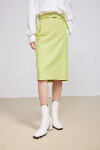 Jupe midi taille haute - Vert citron