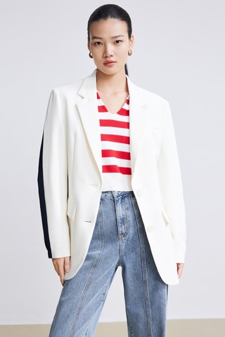 Blazer - Wit en marineblauw