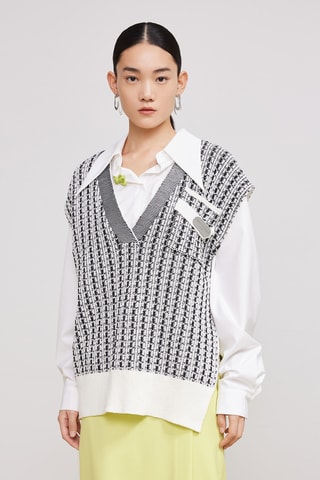 Pull sans manches - Gris et écru