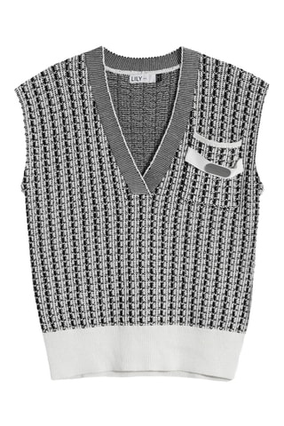 Pull sans manches - Gris et écru