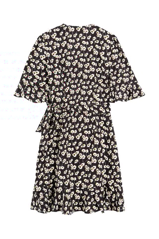 Vestido com folhos - Preto e branco