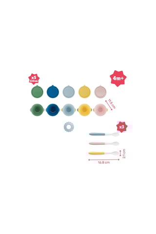 5 tigelas e 3 colheres flexíveis Fun Color - A partir dos 4 meses