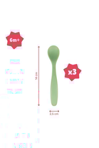 3 cuillères souples sans BPA - 14 x 2,5 cm