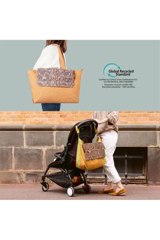 Tote bag et pochette - Marron et bleu