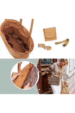 Tote bag et pochette - Marron et bleu