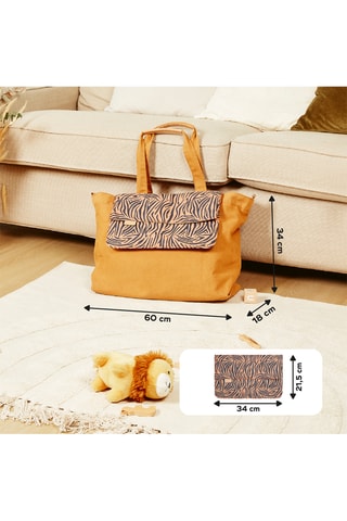 Tote bag et pochette - Marron et bleu