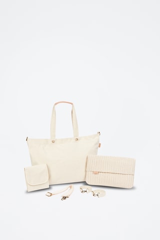 Tote bag et pochette - Beige et écru