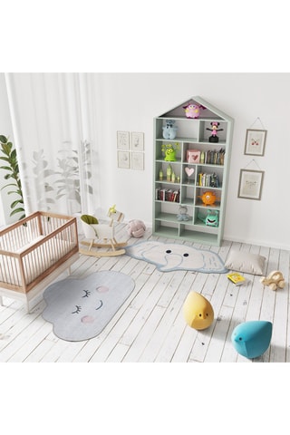 Tapis Candy - Blanc et bleu clair
