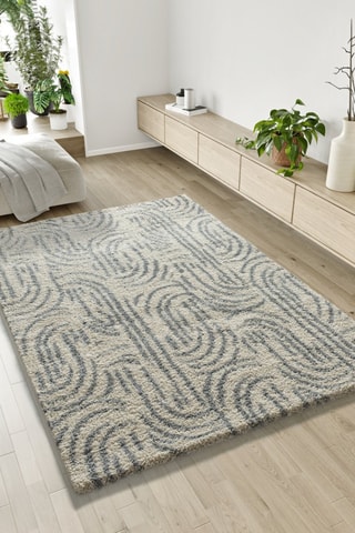 Tapis Helia - Beige et bleu foncé