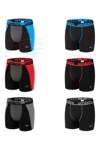 6 boxers - Noir, gris et bleu - Umbro