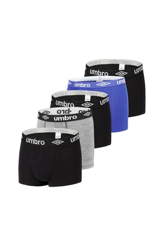 5 boxers - Noir, gris clair chiné et bleu clair chiné - Umbro