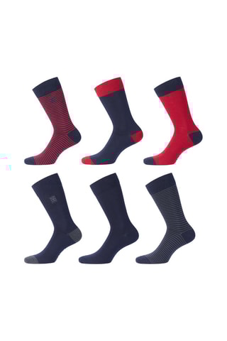 6 paires de chaussettes - Bleu marine et bordeaux - Serge Blanco