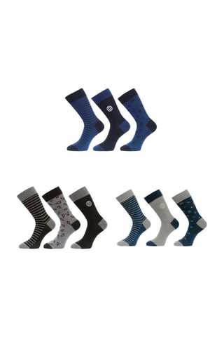 9 paires de chaussettes - Bleu, noir et gris - Serge Blanco