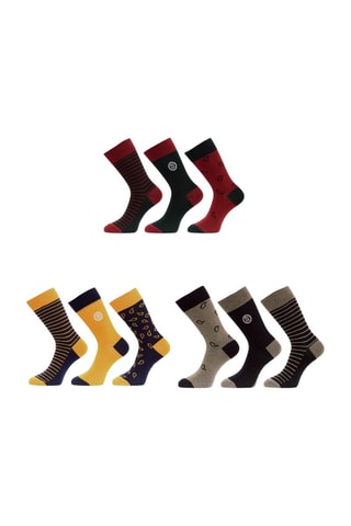 9 paires de chaussettes - Rouge, jaune et bleu marine - Serge Blanco