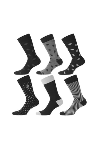 6 paires de chaussettes - Noir et gris - Serge Blanco