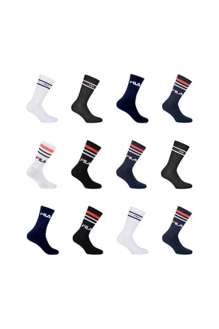 12 paires de chaussettes de tennis - Blanc, noir et bleu marine - Fila