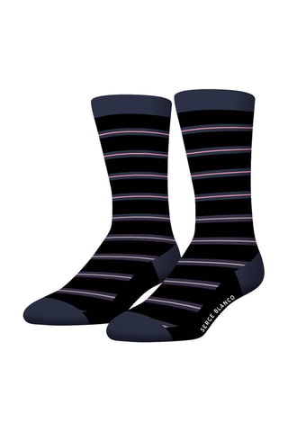 6 paires de chaussettes - Bleu marine et rose - Serge Blanco