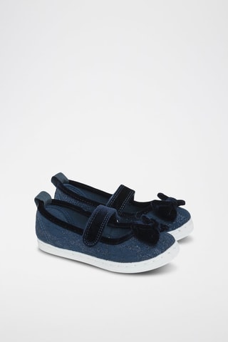 Velours Mary Janes - Marineblauw