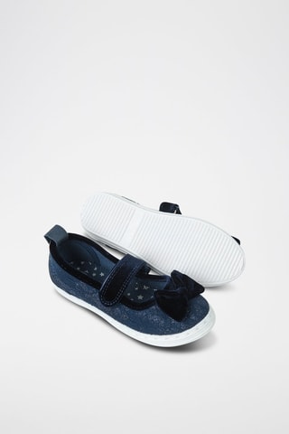 Velours Mary Janes - Marineblauw