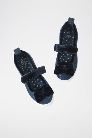 Velours Mary Janes - Marineblauw