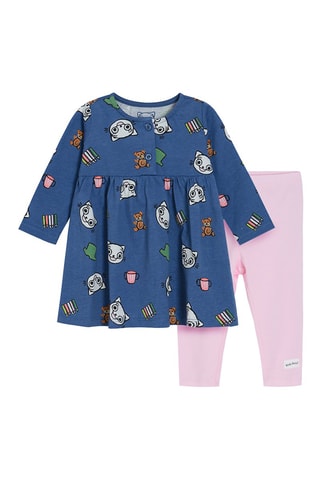 Jurk en Legging Kicia Kocia gemêleerd marineblauw en roze