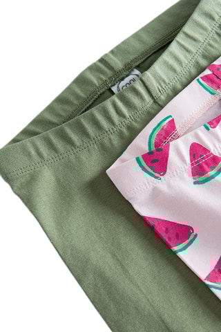 2 Leggings Kaki en Wit