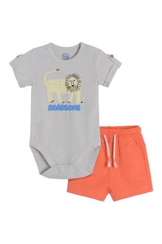 Rompertje en Short Grijs en Oranje