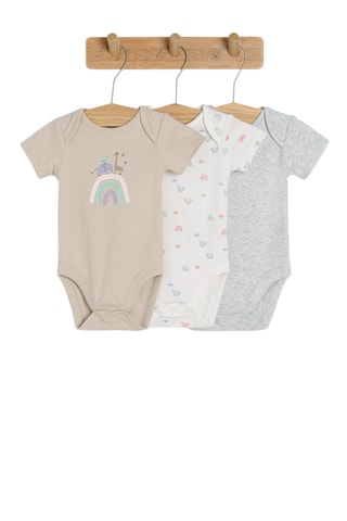 3 Rompertjes Beige, wit en gemêleerd grijs
