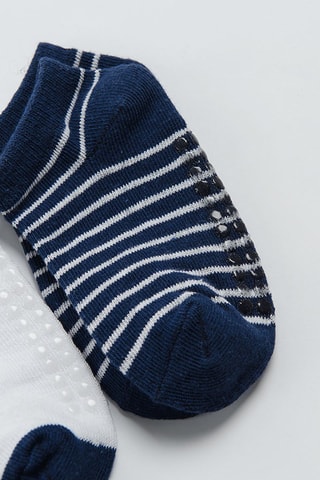 3 Paar Antislipsokken - Marineblauw en Wit