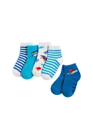 5 Paar Antislipsokken Wit en Turquoise
