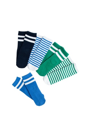 5 Paar Sokken - Blauw, groen en wit
