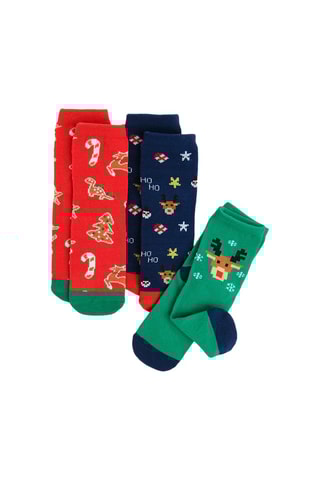 3 Paar Sokken - Rood, marineblauw en groen