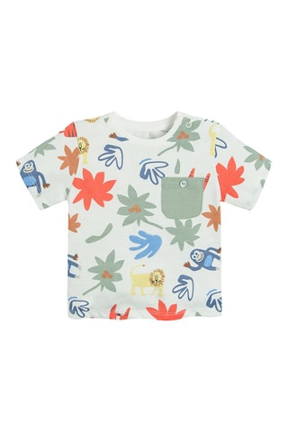 T-shirt. Wit en olijfgroen