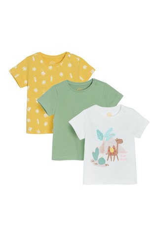 3 T-shirts Geel, groen en wit