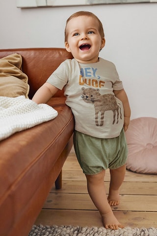 T-shirt. Gemêleerd Beige